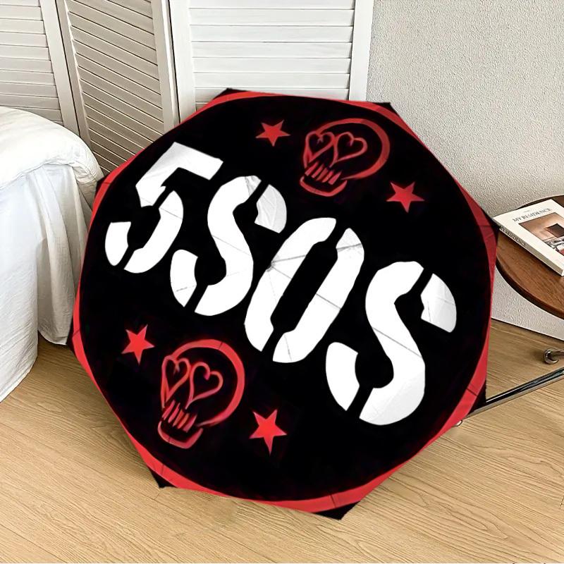 

1pc 5SOS Band Automatic Folding Umbrella, 8-Rib Durable Frame, Durable Foldable Design - Elegant Gift for Commute yy251210021