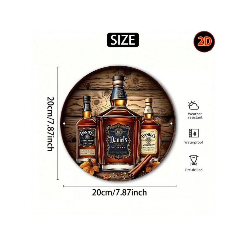 Vintage Metallwandkunst Poster Daniel Whiskey Bar Dekor 20x20cm