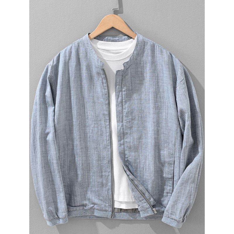 Foreign Trade Surplus Linen Tencel Simple Jacket for Men, New Spring and Autumn Trendy Casual Versatile Loose Outerwear