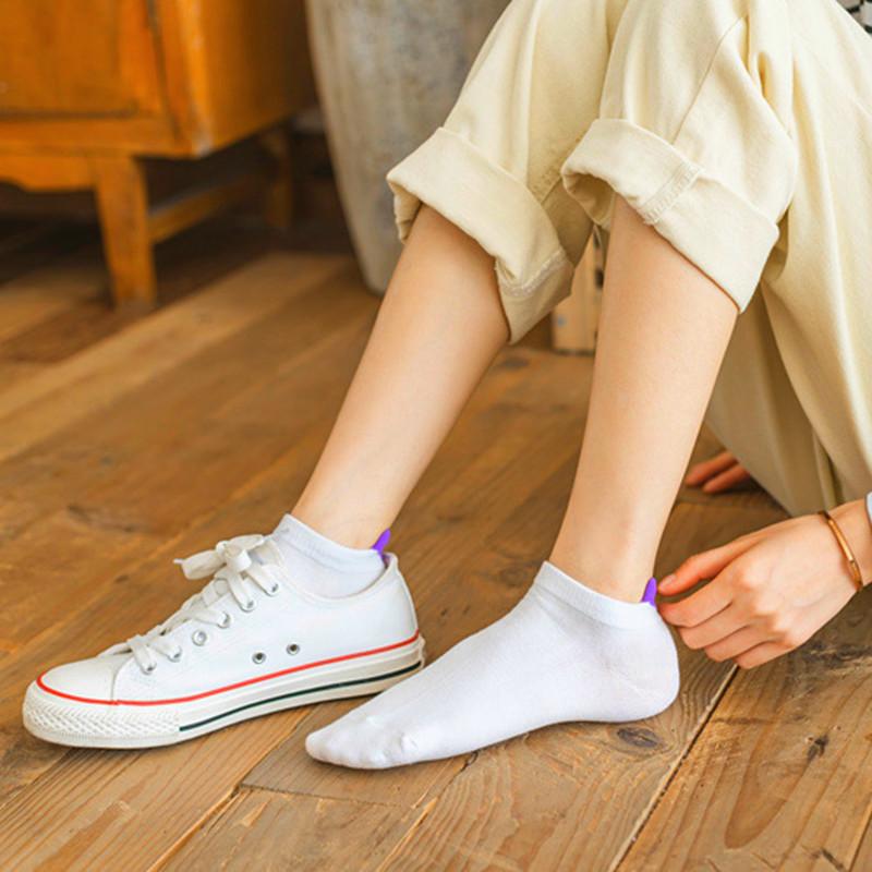 6 Pairs Women Socks Harajuku Female Cotton Ankle Socks White Heart Socks Cute Girls Students Comfortable Casual Short Socks