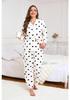 Heart Print Plus Size Women's Long Sleeve Pajama Set