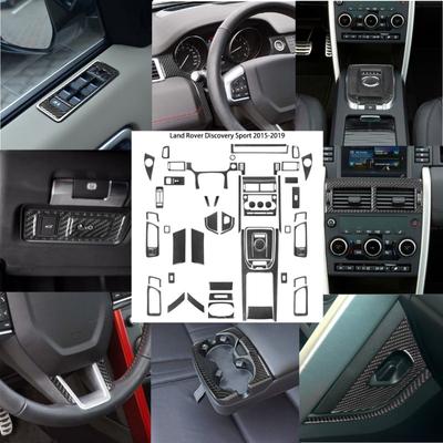 Car Air Conditioning Vent Armrest Cup Holder Stop Panel For Land Rover Discovery Sport 2015- Carbon Fiber Sticker