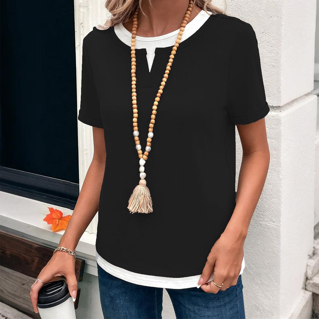 Women's Short Sleeve  Shirt R-Neck Casual Top