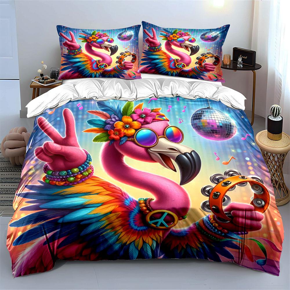 Retro Flamingo Party Decor Set Multiple sizes kid's and adults' bedroom Exquisite 3PC bedding set, gift