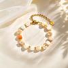 Elegante unregelmäßige natürliche Muschelperlenarmbänder für Damen Edelstahl Handgefertigt Verstellbares Armband Hohe Qualität Feiner Schmuck