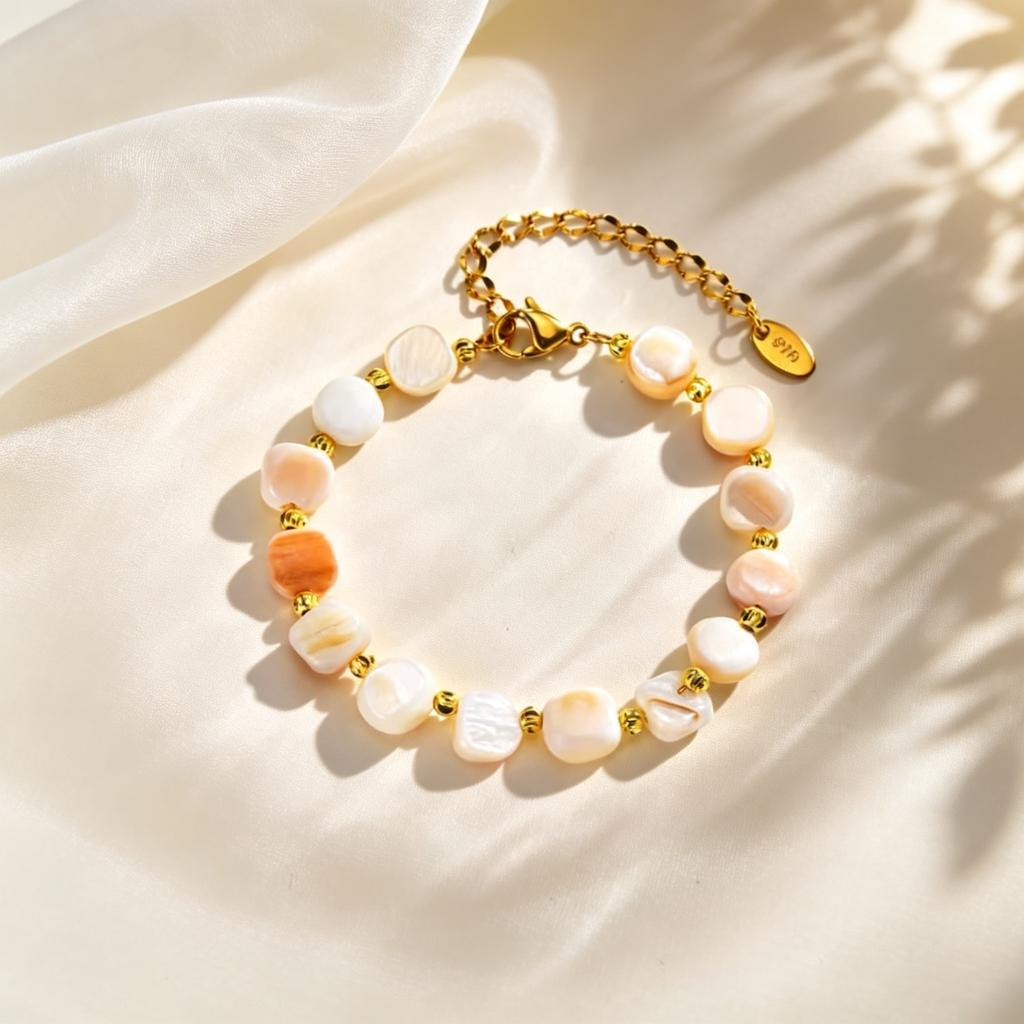 Elegant Irregular Natural Shell Bead Bracelets for Women Stainless Steel Handmade Adjustable Bracelet High Quality Fine Jewelry