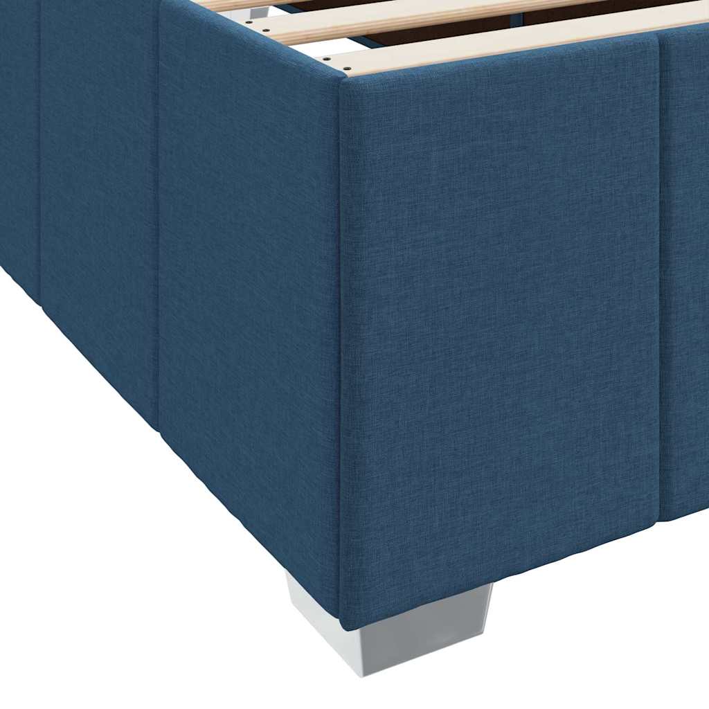 Bed Frame with Mattress Blue 140 X 200 Cm Fabric