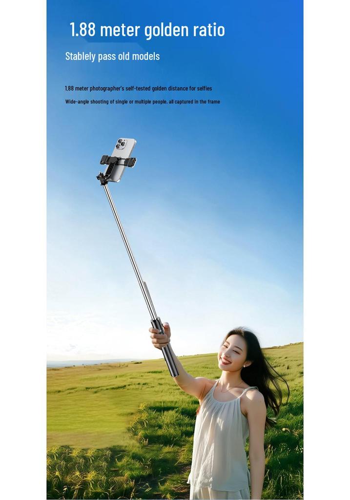 Universal Bluetooth Selfie Stick Tripod - Portable Telescopic Pole for Travel and Live Broadcasts.