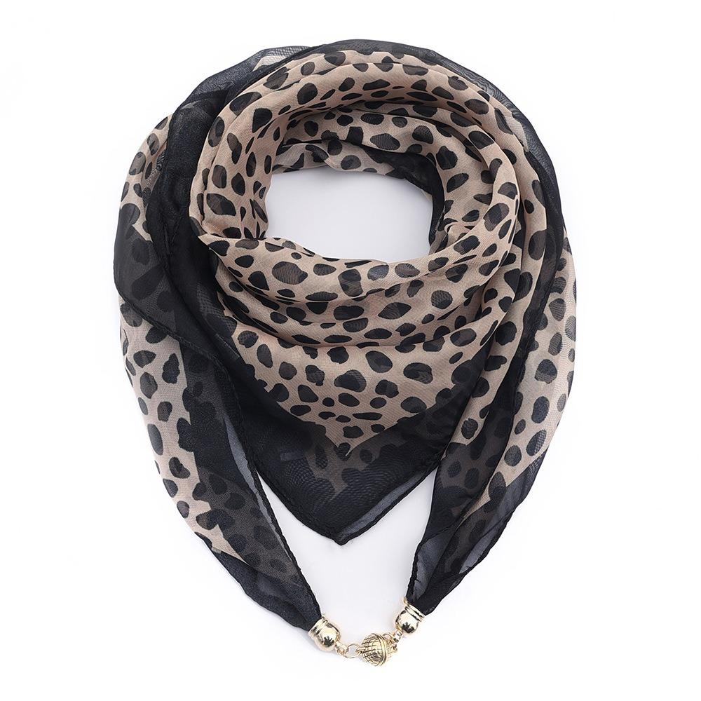

Magnetic Buckle Women s Neck Scarf Chiffon Square Scarf Fashion Headscarf Spring 3