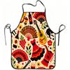 Spanish Style Apron Flamenco Dress Guitar Fan Wine Grape Flower Pattern