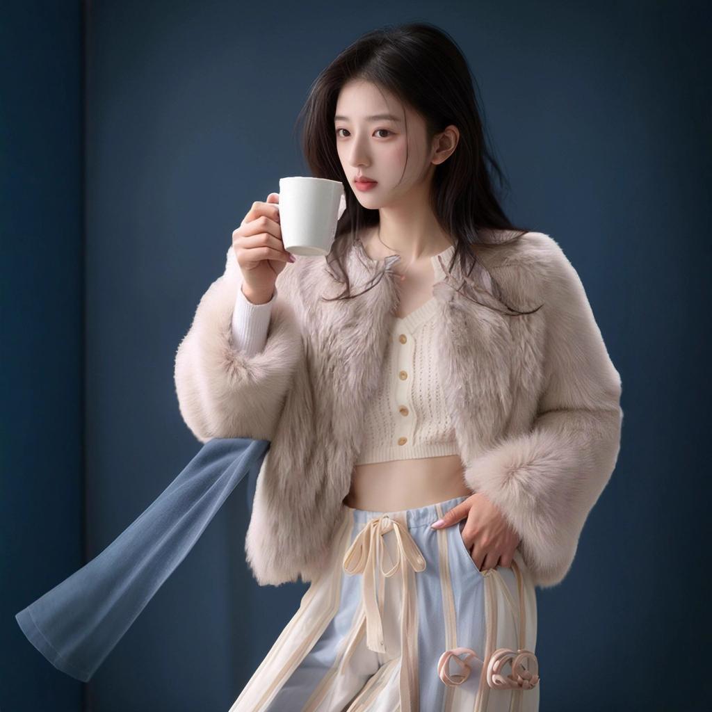 Imitation fox fur Internet celebrity coat women's short autumn and winter new cotton thickened fashion suede coat