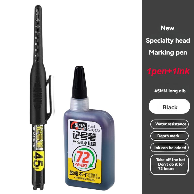 45mm Tip Waterproof Long Head Marker Pen set Quick-Dry Ink for Woodworking Construction Deep Hole Non-Toxic Black Red Blue White