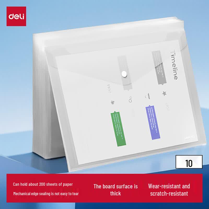 Deli A4 Transparent Snap Button File Folders