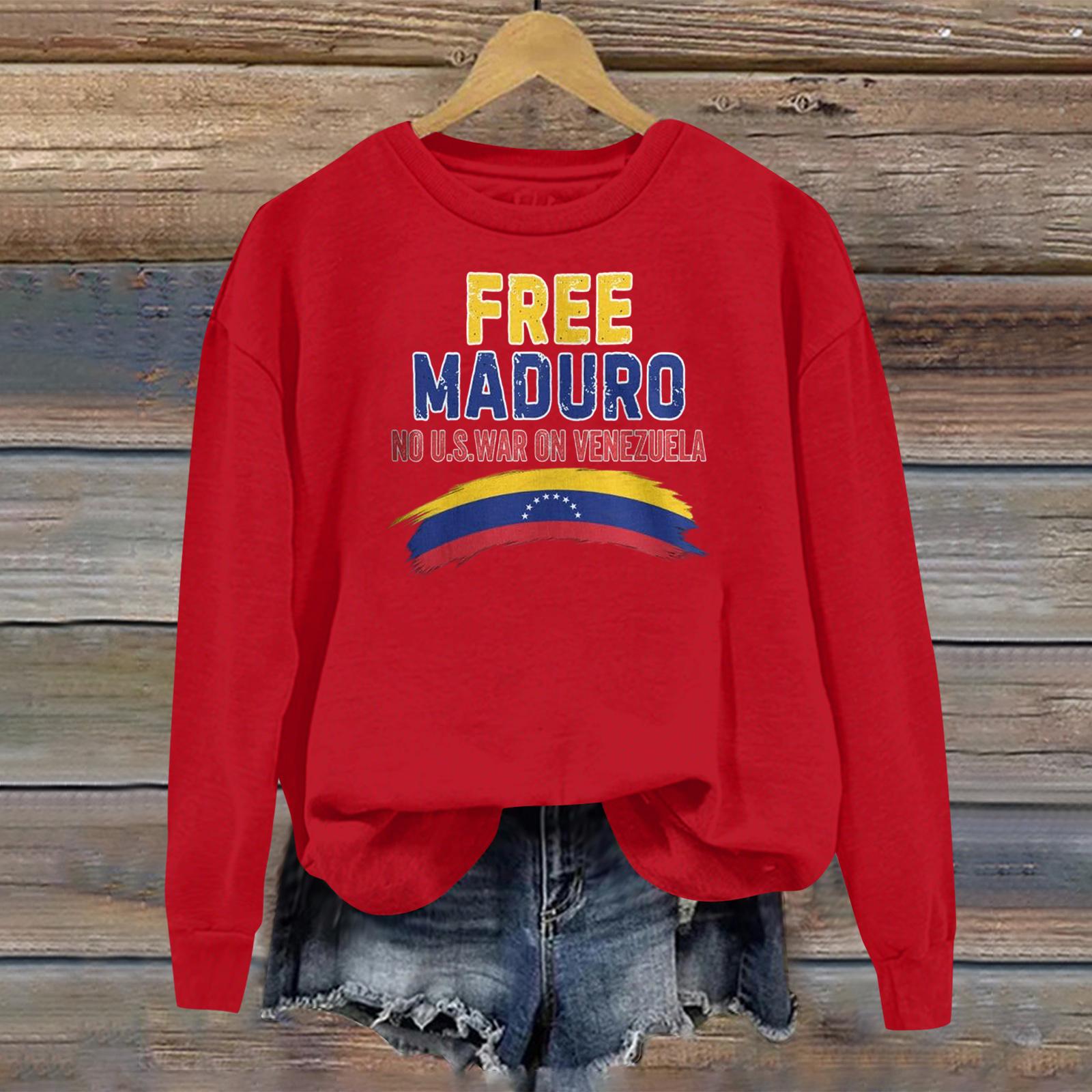 

Ladies Printed Casual Long Sleeved Round Neck Sports Hoodie Top XL червоний