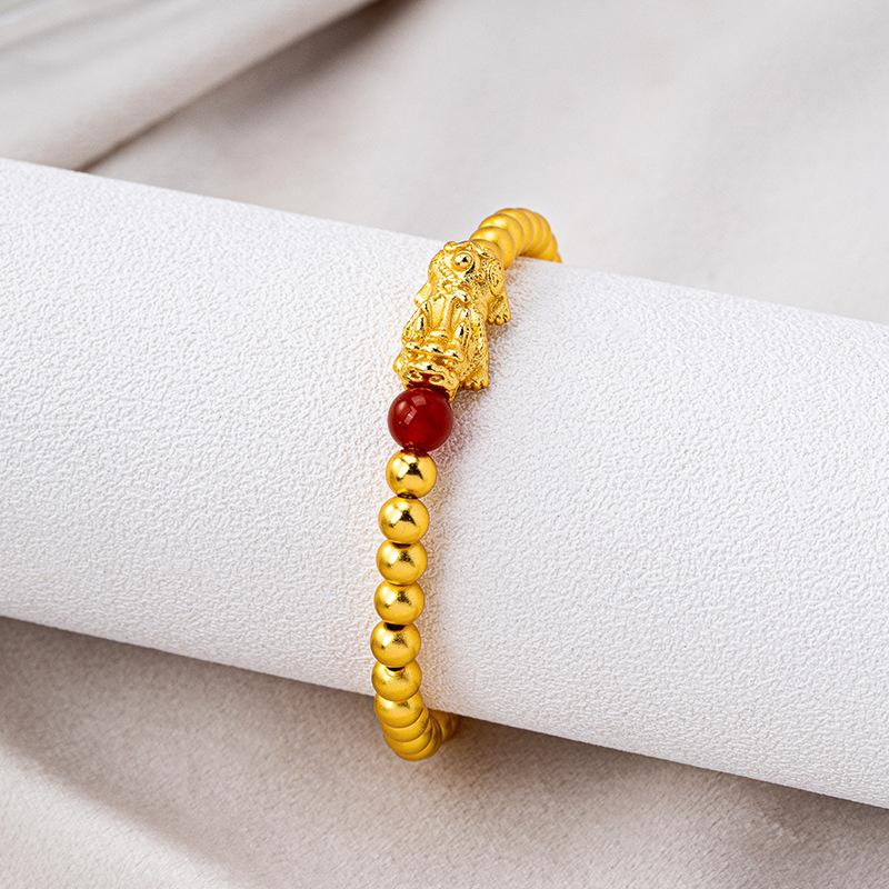 Gold Sand Bracelet, Palace Style, Ancient Method Beaded Pixiu Bracelet for Women, Retro, Long-lasting Colorfast Jewelry