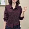 Women's Purple Lapel Embroidered Long Sleeve Shirt - Early Autumn 2026 Design, Slimming Fit