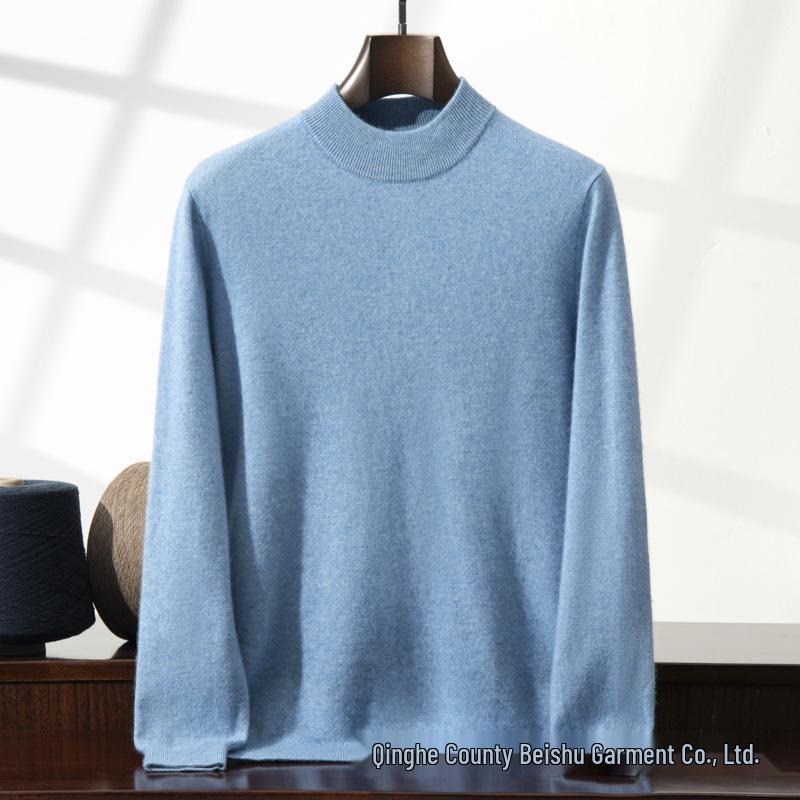 Men's Autumn Winter Cashmere Half-High Neck Knit Sweater