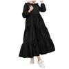 Women's Casual Long Sleeve Round Neck Color Dress Long Dress Robe