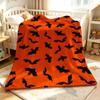 Orange Bat White Dots Soft Fluffy Flannel Blanket Super Cozy Lightweight Bed Blanket for Halloween Sofa Bed Christmas Decor