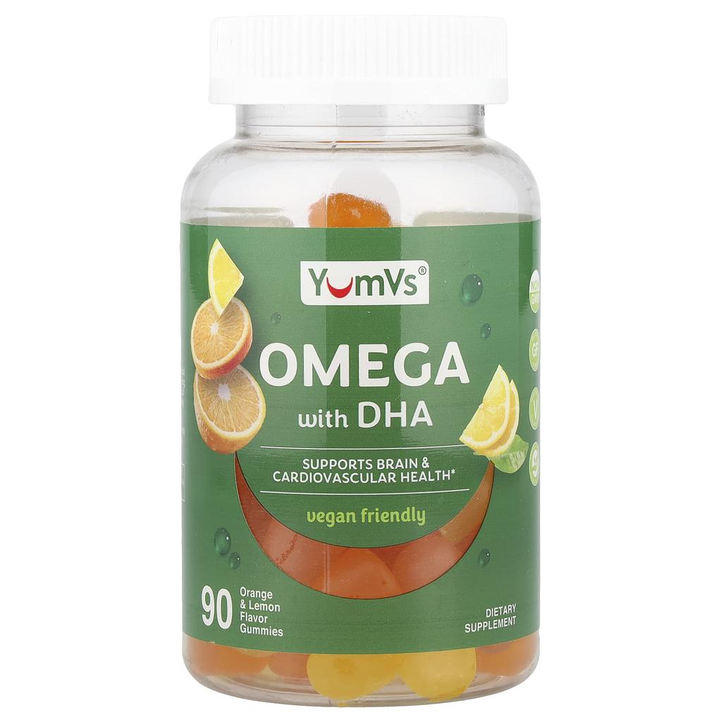 YumVs Omega DHA Gummies, Orange & Lemon, 90 Gummies