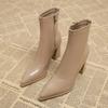 Fashion Autumn Womnen's High Heel Ankle Boots New Winter Plus Velvet Pointed Toe Chunky Heel Chelsea Boots for Women Heeled Sheos Dress