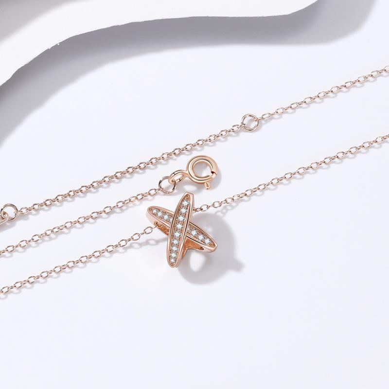 X Cross Necklace Women's Niche Light Luxury Geometric Versatile Temperament Premium Diamond Pendant