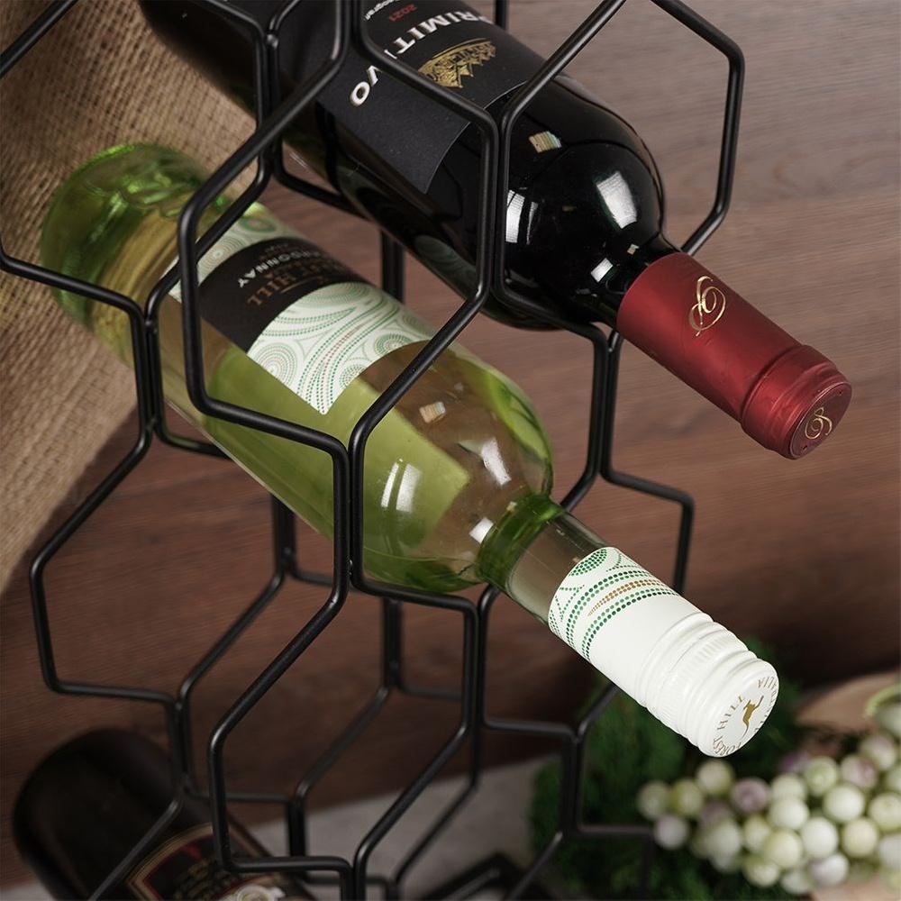 Black metal wine rack for 8 bottles, 23x48 cm