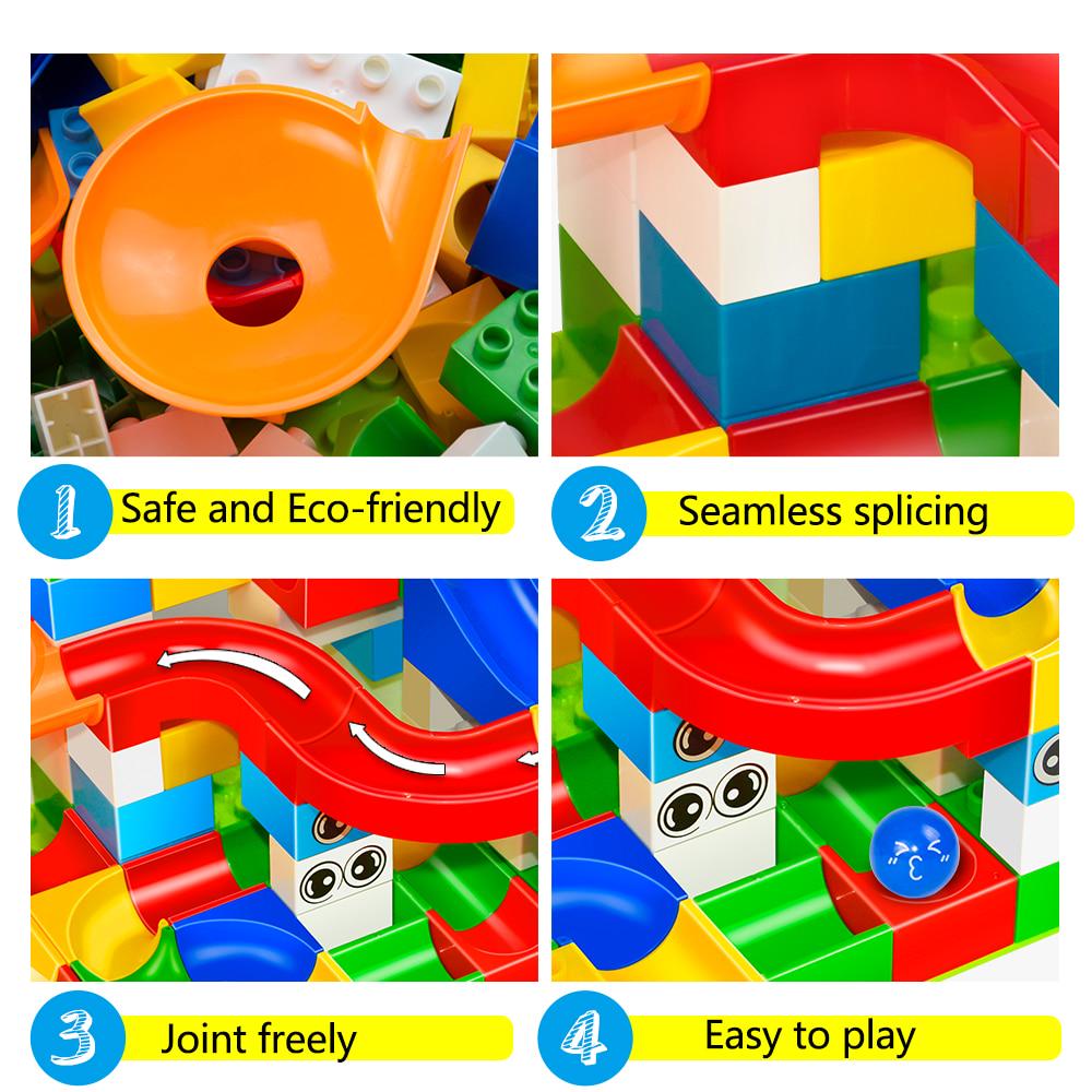 74-296 PCS Marble Race Run Maze Ball Track Building Blocks ABS Funnel Slide Assemble Bricks Kid Gift