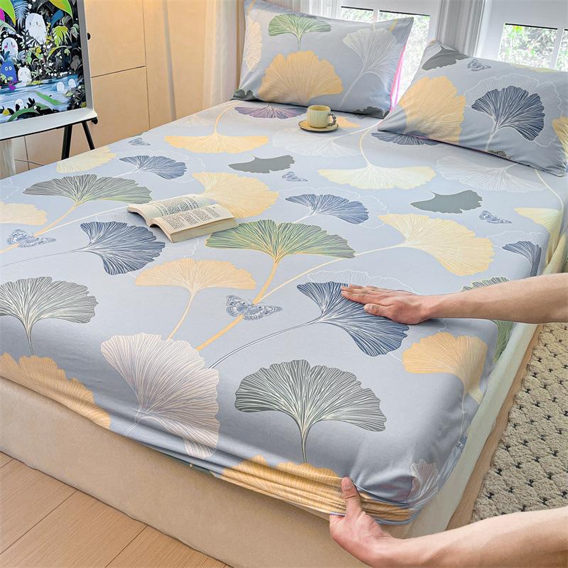 New Cotton Fitted Sheet Single Piece Printed Design Home Bedroom Fitted Sheet All-inclusive Anti-slip Bed Sheet