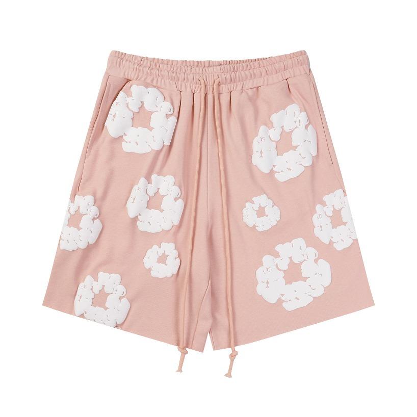VEZFAA Women's Fashion Summer Spring Loose Casual Flower Print Elastic Waist Shorts Beach Shorts Breathable Wide Leg Shorts