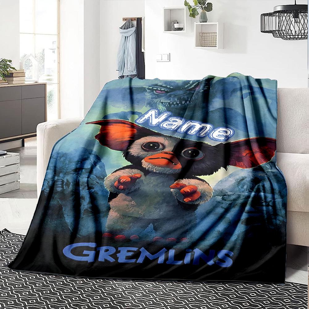Gremlins Movie Poster Gizmo And Stripe Scene Four Seasons Blanket Customized With Your Name Lightweight And Warm Perfect Gift For Home Office Camping