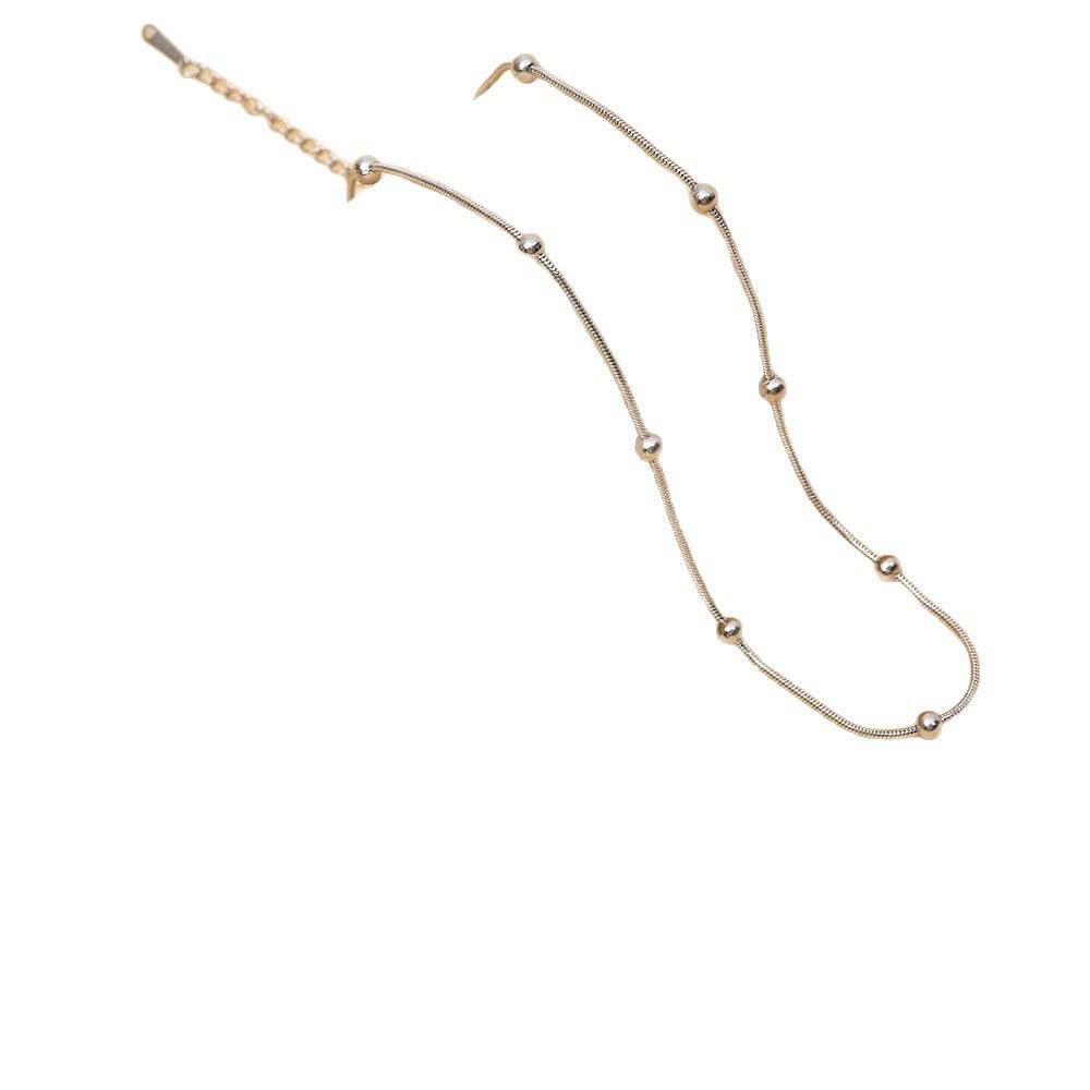 Elegante Schlangenketten-Halskette aus Titanstahl - Mit Goldbohnen-Finish, inspiriert von japanischem und koreanischem Design