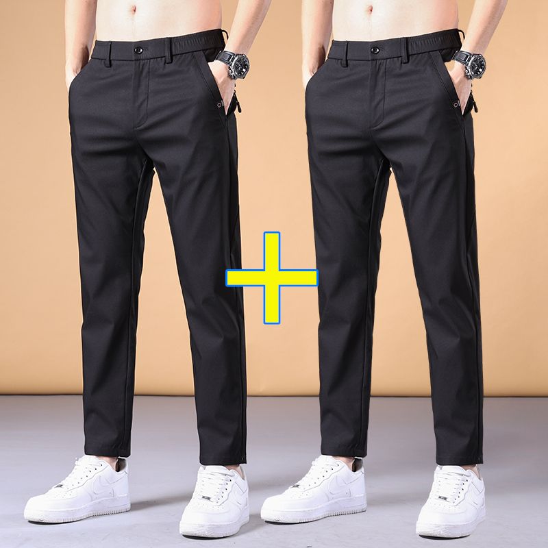 Streetwear Men's Fashion Casual Suit Pants Spring Autumn Solid All-match Slim Korean Male Clothing New Full Straight Trousers 38