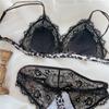 French Ultra Thin Bra Set Sexy Leopard Lace Style Women Underwear Wire-Free Triangle Cup Comfortable Lingerie and Thong Set
