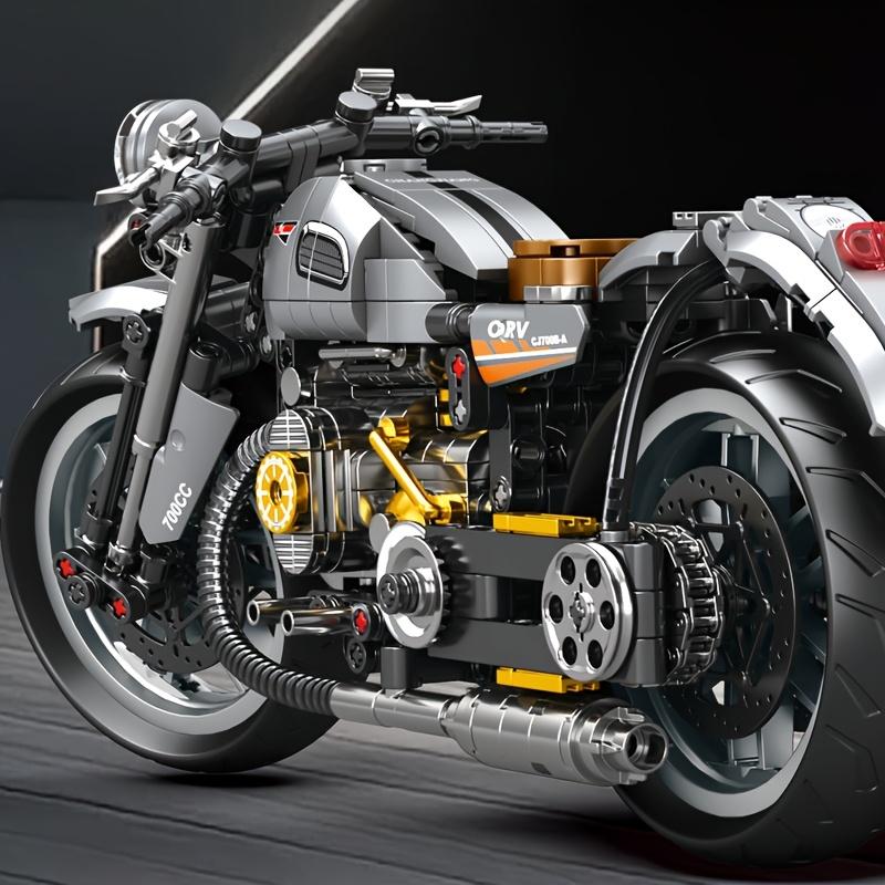 808 Teile Vintage Motorrad Modellbausteine Set für Wohn- & Bürodekoration Ideales Geschenk Ausstellungsstück Sammlerstück Modellbausatz