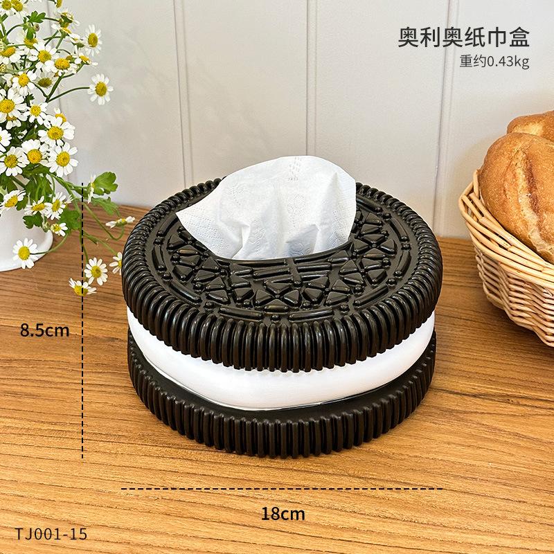1pc Creative Cookie Shape Paper Box Bedroom Desktop High-end Sense Tissue Box Paper Holders Decorative Accessories чёрный