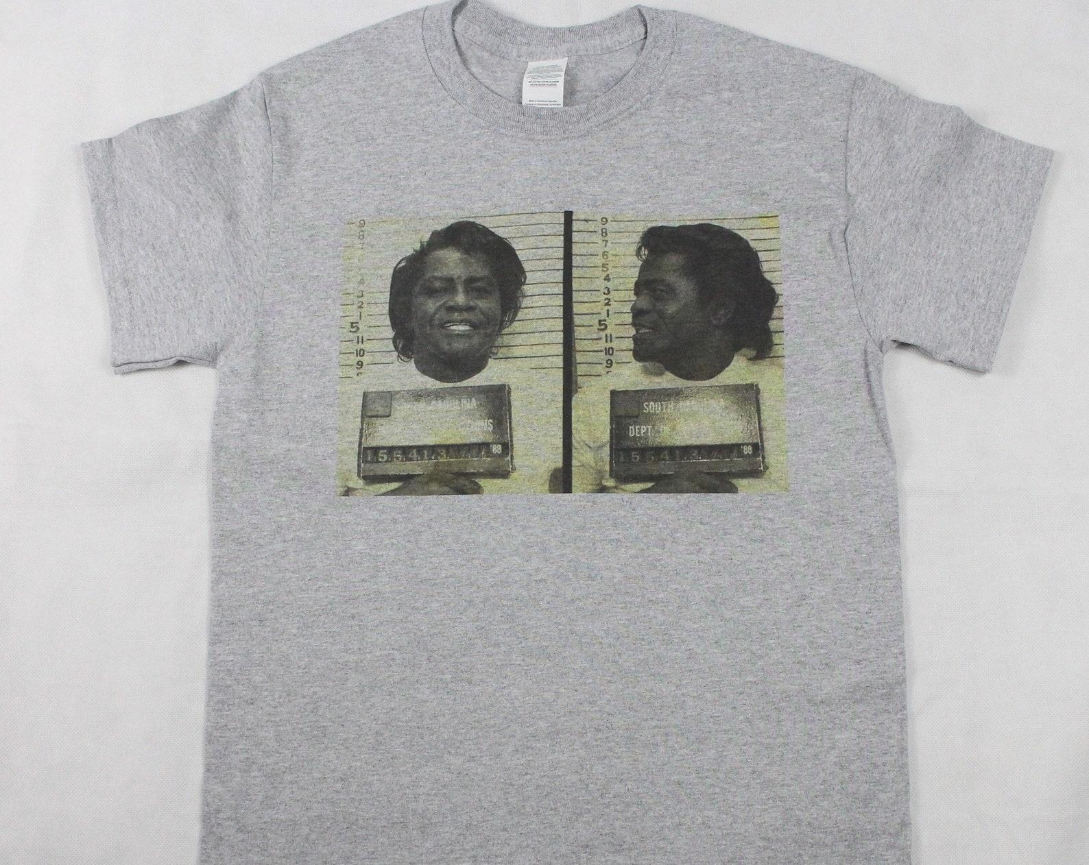 James Brown mugshot Grey T-Shirt sizes available S-3XL S