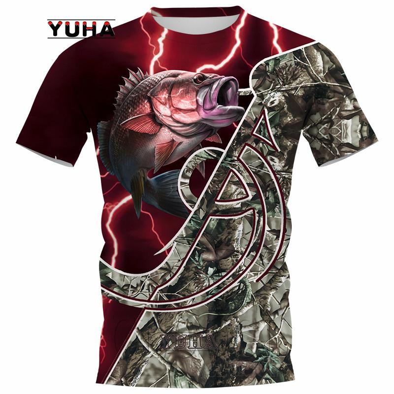 Men's Summer Carp Fishing Full Print T-shirt 3D Catfish Print T-shirts Short Sleeved Casual Top