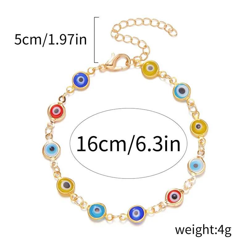 Simple Lucky Turkish Evil Eye Bracelet For Women Fashion Colorful Eye Adjustable Metal Chain Friendship Jewelry