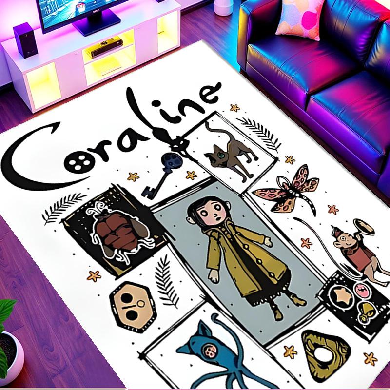 Coraline Print Rug, Washable Floor Carpet, For Entryway Dorm Laundry Room Office Study, Home Decor Birthday Christmas Gift