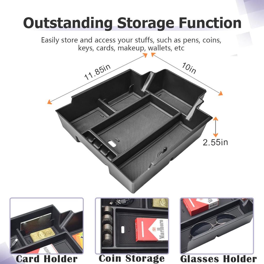 For 2025-2025 Chevy Silverado EV Work Truck (WT)/RST Center Console Organizer Tray Armrest Box Storage Interior Car Accessories