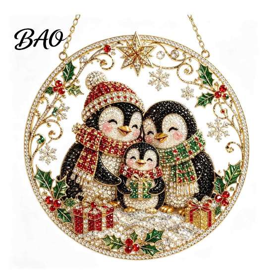Acryl-Anhänger für den Weihnachtsbaum, Diamond Art Anhänger, 2D Perlenmalerei, Saisonale Heimfensterdekorationen, Muster-Sonnenfänger, Feiertag