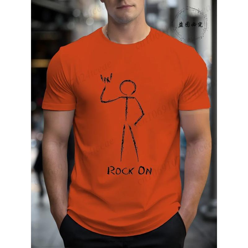 Cotton Rock On Printed Men's T-Shirt, Soft & Breathable O-Neck Short Sleeve Tee, Unisex Funny Style T-Shirts, Music Lover Tshirts
