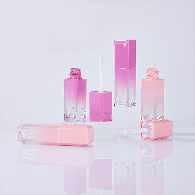 5ml Square Gradient Lip Gloss Tube, Empty Refillable Lip Glaze Container, Wholesale Cosmetic Packaging