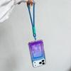For iPhone 17 Pro Case Card Holder Gradient Color PC+TPU Phone Back Cover with Lens Film/Wrist Strap