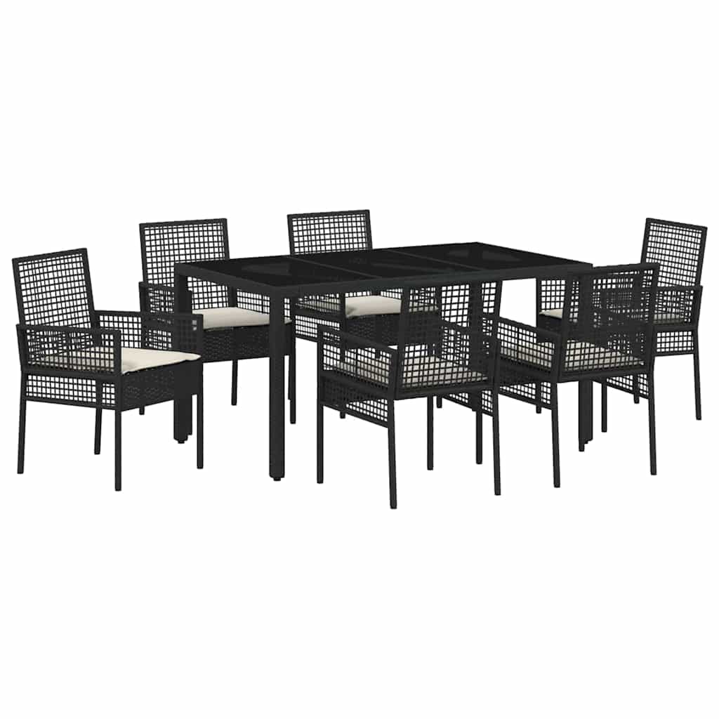 Garden Dining Set 7 pcs Black Poly Rattan
