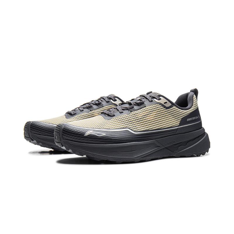 Li Ning Outdoor CF Tracing, Inter Industry Puncture resistant Low top Hiking Shoes Unisex Black/Khaki AHCV037-3