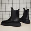 Fashion Chelsea Boots Men's Casual Leather Biker Boot High Top Slip-on Popular Trendy All-match Street Fashion Waterproof Anti-wear Shoe