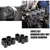 10pcs Damaged Bolt Nut Screw Remover Tool Kit Damaged Bolt Removal Set Damaged Bolt Nut Screw Removal Socket