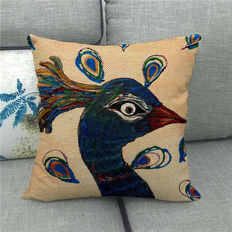 Beautiful Peacock Animal Head Face Digital Printing Short Plush Pillow Covers For Car Sofa Office Cushion Cover Home Goods